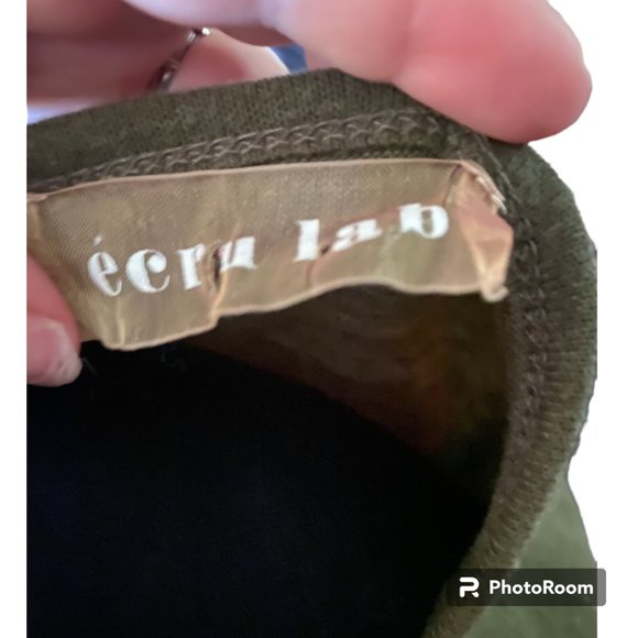 Ecru Lab Women's Olive Green Lace-Up Long Sleeve Top sz M - Picture 5 of 8